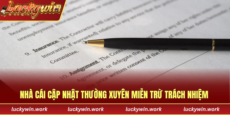 Nhà cái cập nhật thường xuyên miễn trừ trách nhiệm